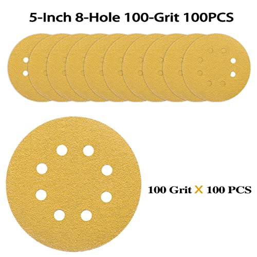 100PCS 5 Inch Sanding Discs 100 Grit Random Orbit Sander Sandpaper - style: Advanced Aluminum Oxide