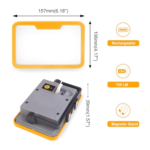 Magnetic Led Work Light Rechargeable, 700LM 3600mah Battery