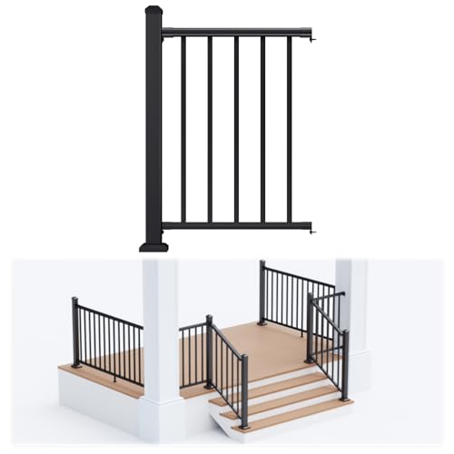 Egadis 1 Pack 36 in x 2 ft Modular Aluminum Porch and Deck Railing Kit - color: Level 2ft - 1Panel 1Post