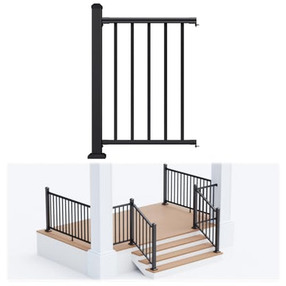 Egadis 1 Pack 36 in x 2 ft Modular Aluminum Porch and Deck Railing Kit - color: Level 2ft - 1Panel 1Post