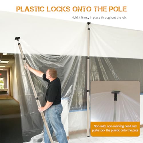 4 Pack Stainless Steel Zipper Walls Poles Kit, 12FT Retractable Efficient Construction Temporary Dust Containment Barrier System - size: 12 Feet