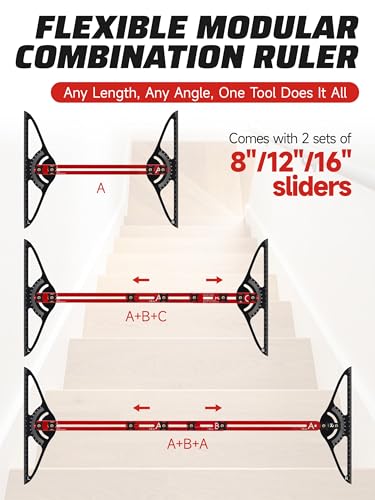 Stair Tread Template Tool for DIYers & Professional Carpenters - color: red