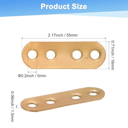 M METERXITY 30-Pack Flat Straight Brackets, 2.17 x 0.71 Inch Flat Bracket Mending for Wood Furniture/ Timber PC Case Holder, Plate Furniture Brace [Gold] - color: Gold