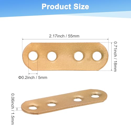 M METERXITY 30-Pack Flat Straight Brackets, 2.17 x 0.71 Inch Flat Bracket Mending for Wood Furniture/ Timber PC Case Holder, Plate Furniture Brace [Gold] - color: Gold