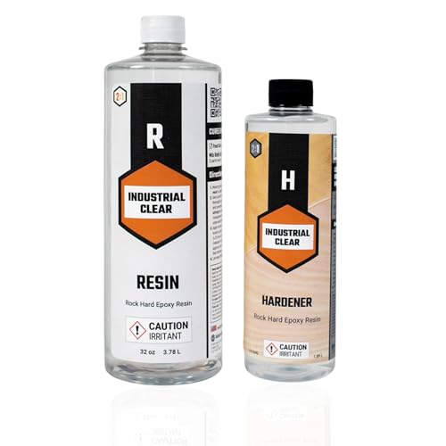 48 oz Industrial Clear Epoxy Resin Kit – Crystal Clear, High-Gloss, Heat & Scratch Resistant Table Top Epoxy for Countertops, Bartops, Live Edge Wood, Furniture Refinishing & Flooring - size: 48 oz