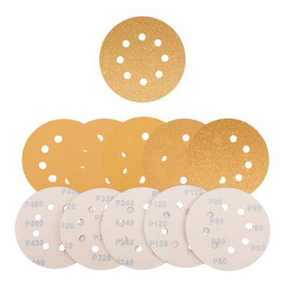 AEROPRO Tools 5 Inch Sanding Discs Hook and Loop, 80/120/240/320/400 Grit