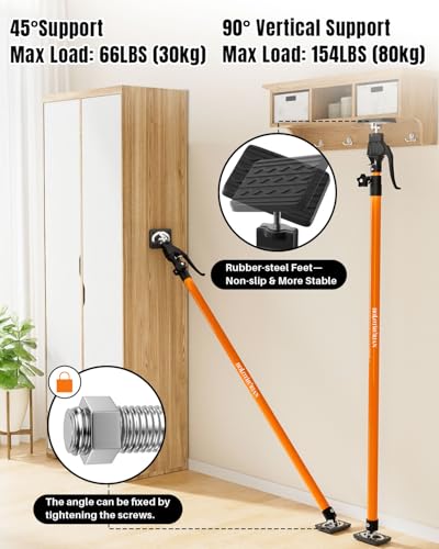 HOLOTHURIAN Cabinet Jack Support Pole, 49.2-114.2 inches Third Hand Tools Adjustable Support Pole, 3rd Hand Support System for Upper Cabinet Installation, 154 LB Capacity, 1-Pack - size: 49.2"-114.2" | 1PC