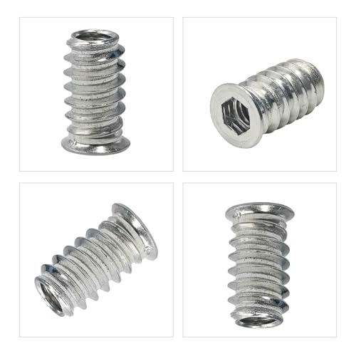 40PCS 1/4-20 x 20mm Threaded Inserts for Wood, Hex Socket Drive Metal Nut Fasteners with Hex Wrench for Furniture Assembly - size: 1/4-20 x 20mm