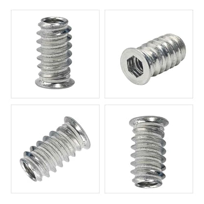 40PCS 1/4-20 x 20mm Threaded Inserts for Wood, Hex Socket Drive Metal Nut Fasteners with Hex Wrench for Furniture Assembly - size: 1/4-20 x 20mm