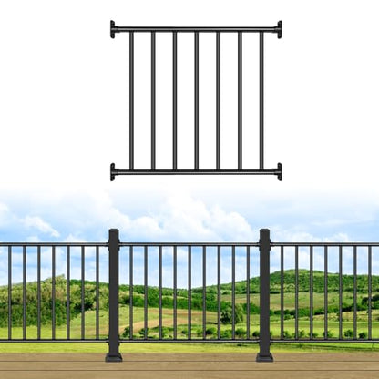 38in H x 3ft W Aluminum Horizontal Deck Railing,Black,1 Panel - size: 38in.H x 3ft.W