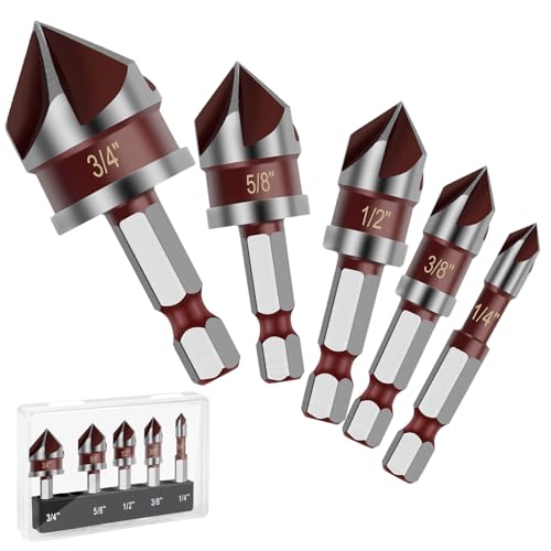 Countersink Drill Bit, 5PCS HSS Hex Shank Countersink Drill Bit Set - style: Wood Countersink
