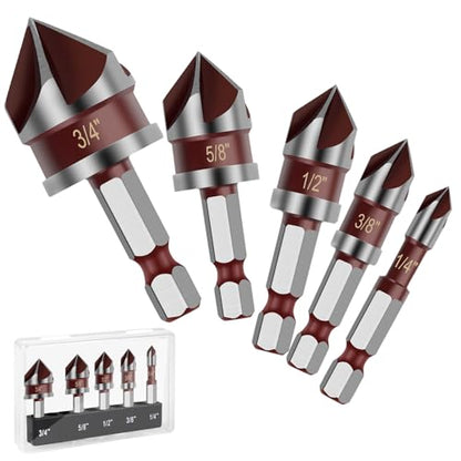 Countersink Drill Bit, 5PCS HSS Hex Shank Countersink Drill Bit Set - style: Wood Countersink