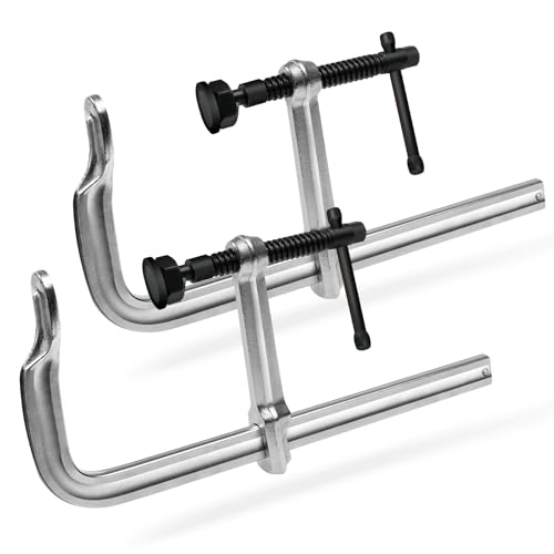 Heavy-Duty 16-Inch F-Clamps, 2-Pack, 3450 Lbs Forged Alloy Steel - size: 16 x 4-3/4 Inch (400×120mm)/3,450 Lbs