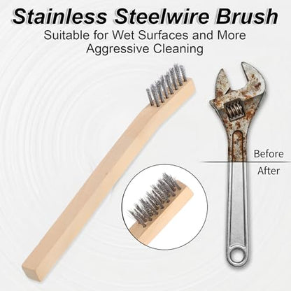 22 Pack Wood Handle Wire Scratch Brush, Small Wire Scratch Brushes with Stainless Steel Bristles and Natural Wood Handle for Rust, Paint, Slag Removal (7.8 Inch)