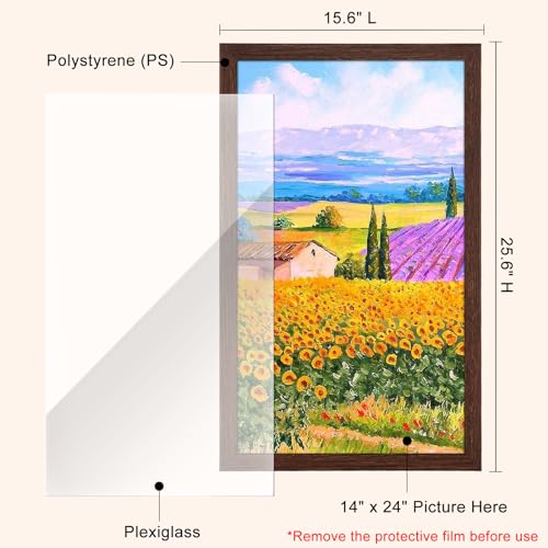 Solid Wood 14x24 Frame - Single Frame, Rustic Walnut 14 x 24 Poster Frame for Artwork, Puzzles, Photos and Movie Posters Picture Frames, Perfect Christmas Frame - size: 14" x 24"
