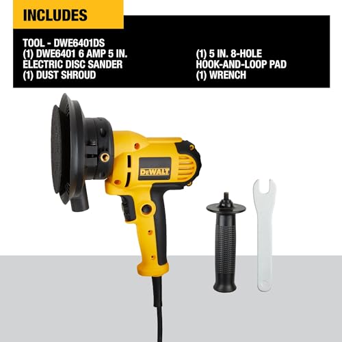 DEWALT Rotary Sander, Variable Speed, Dust Shroud, 5-Inch (DWE6401DS)