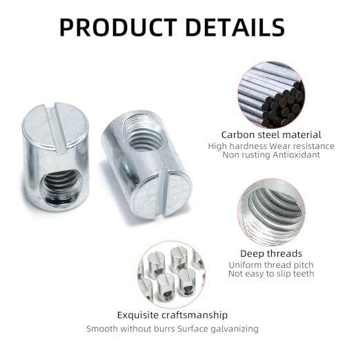 Replacement Screws Cross Dowel Barrel Nuts M6 10 * 13mm, Slotted Cross Dowel Barrel Nut, Compatible with IKEA Part 100514 (SUNDVIK, MYDAL, HASSELVIKA) Furniture Assembly (Pack of 8)