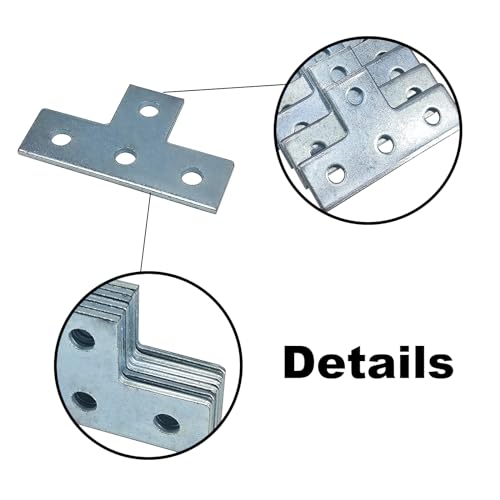 4 Hole T Shaped Brackets Flat Plate for 1/2" Bolt in 1-5/8" Strut Channel - size: 4 Hole T Shaped