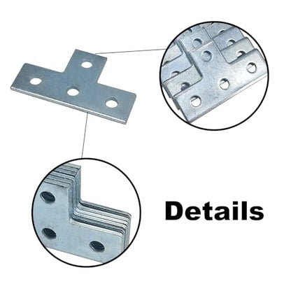 4 Hole T Shaped Brackets Flat Plate for 1/2" Bolt in 1-5/8" Strut Channel - size: 4 Hole T Shaped