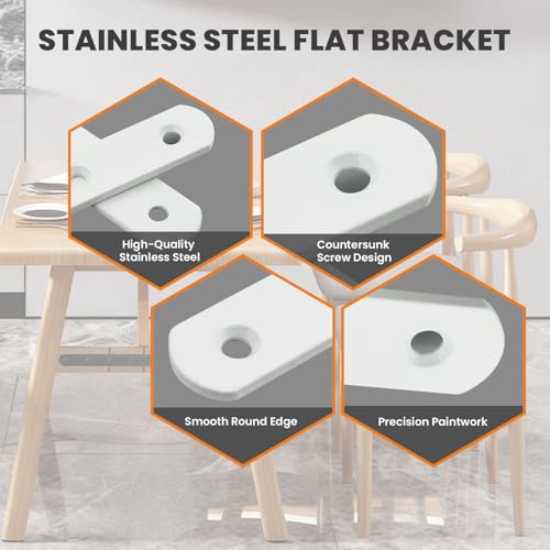 Alise Flat Bracket,6-1/5in White Mending Plate Flat Brace for Wood Shelves - color: White, size: 6-1/5 Inch