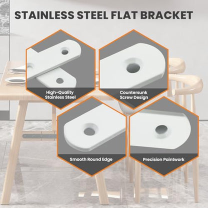 Alise Flat Bracket,6-1/5in White Mending Plate Flat Brace for Wood Shelves - color: White, size: 6-1/5 Inch