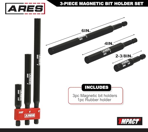 ARES 22030 3-Piece Magnetic Bit Holder Set - size: 3-Piece Magnetic Bit Holder Set