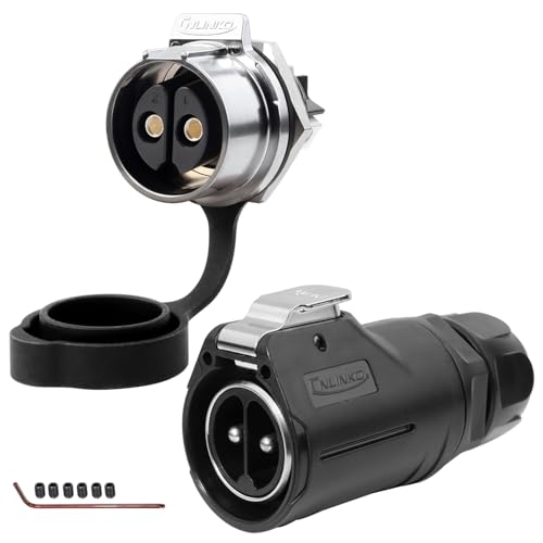 CNLINKO LP-28 2-Pin Waterproof Connector Screw Lock Circular Connector, IP68 Quick Plugging Aviation Connector, M28 Single Hole Socket Panel (2-PIN Screwing) - size: 2-Pin Screw-Assembly, style: Single-Hole Socket Set
