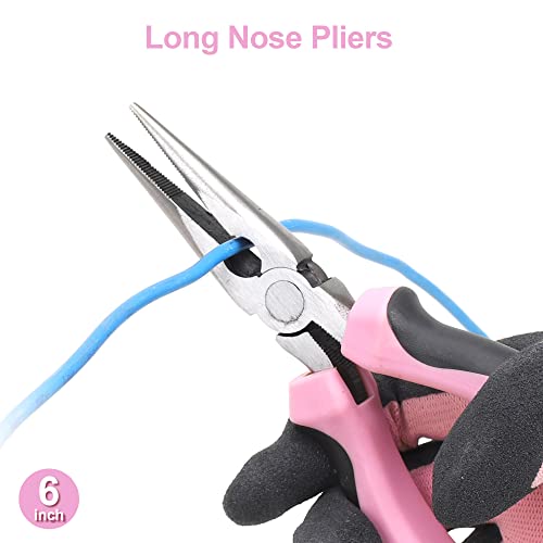 FASTPRO 5-Piece Pink Pliers and Wrench Set with Storage Bag - color: Pink