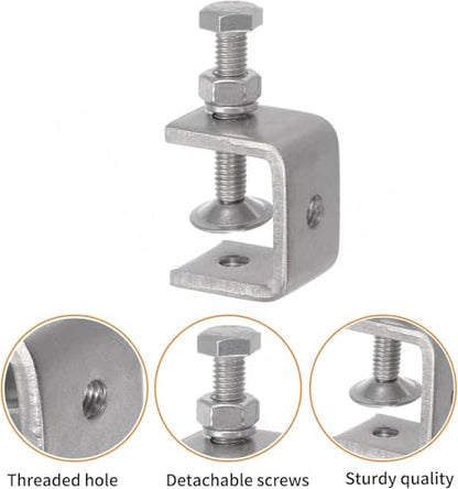 Stainless Steel C Clamps, Mini Tiger Clamp Set for Mounting, Heavy Duty Metal U Clamps, Small Desk G-Clamp with 1.57 Inch Stable Wide Jaw Opening for Metal Working Woodworking Welding Building (4pcs) - size: 1.57 in / 40mm (4 Pcs)