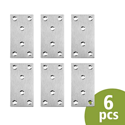 80 x 40 x 2mm Flat Mending Plate - Stainless Steel - Silver - 6Pcs - color: Silver, size: 80 x 40 x 2mm