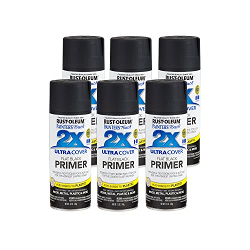 Rust-Oleum Painter's Touch 2X Ultra Cover Spray Primer, Flat Black - color: Black, size: 12 Ounce (Pack of 6)