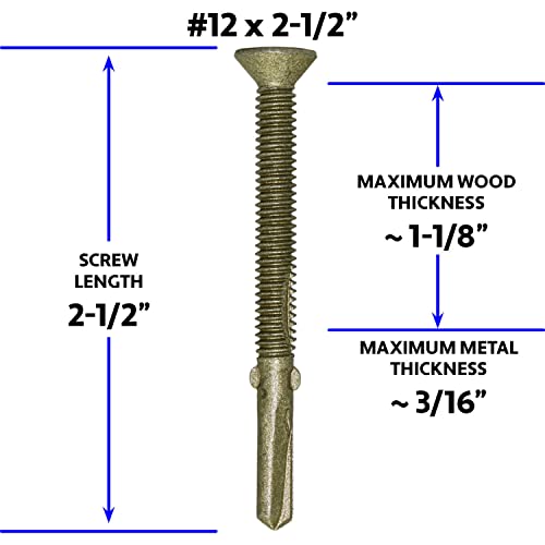 Jake Sales #12x2-1/2 Reamer Tek Torx/Star Head Self-Drilling Wood to Metal Screws - for Flatbeds, Trailers or Fastening Wood to Steel - T30 Torx Screw Head - (1 Pound Approx. 50 Screws) - size: 2-1/2"