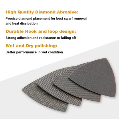 Triangular Diamond Polishing Pads for Corner Edge, Electroplated Sanding Pads for Oscillating Multi-Tools, 3’’(80mm), Grit 120, 4PCS - style: 120#