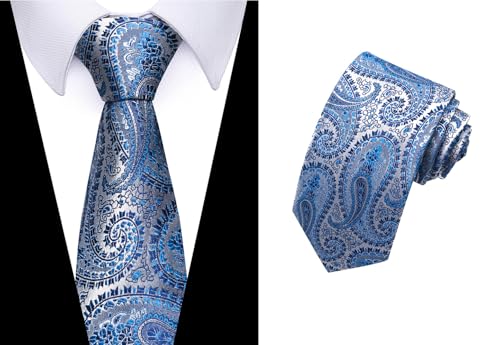 joy alice Tie For Men 6 PCS Necktie Woven Jacquard Neck Ties Set Neck Ties - color: Navy Blue White Black Black Sky Blue Red Navy Blue
