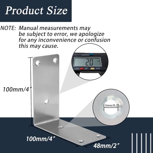 30PCS L Brackets 4X1X1IN 304 Stainless Steel Corner Braces - size: 5X1X1IN