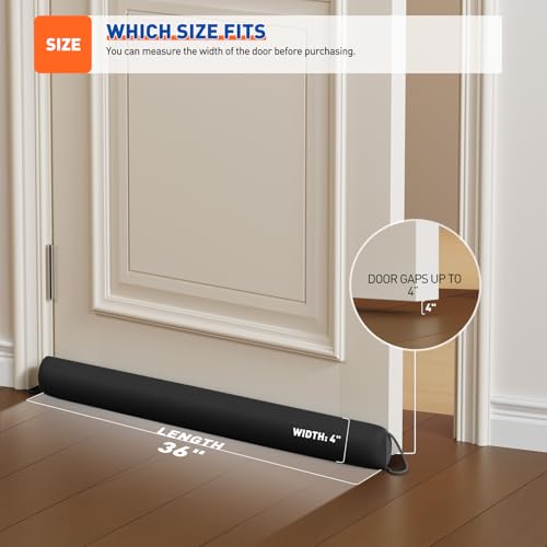 MAGZO Weighted Door Draft Stopper for Bottom of Door 36 Inches, Black
