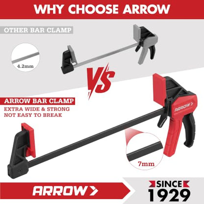 ARROW 4-Piece 6" Mini Bar Clamps for Woodworking with 50LBS Load Limit - size: mini 6"(4)