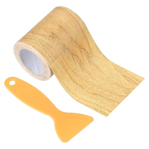 PATIKIL Wood Grain Repair Tape 3" X30', Self Adhesive Realistic Textured Repair Tape Patch with Scraper for Floor Door Table Cabinets Desk, Natural Oak