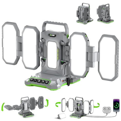 10,000LM LED Work Light Compatible with Greenworks 40V G-MAX Batteries - color: Bright Green