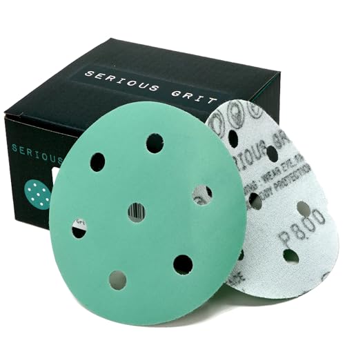 Serious Grit - 3.5" (90mm) 7-Hole P800 Grit Sanding Discs - 50 Pack Box - size: 800 Grit