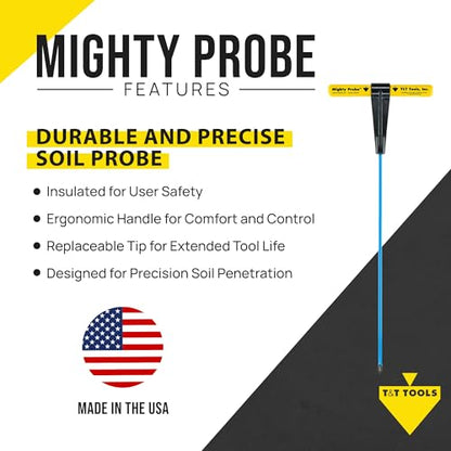 T&T Tools 48-Inch Mighty Probe Metal Soil Probe – 3/8" Hex Rod - 1 Pack - size: 48-Inch Long Overall w/ 3/8" Metal Hex Round Rod