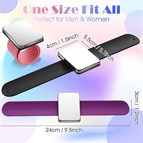 Jexine 3 Pcs Magnetic Pin Holder Magnetic Wristband for Hair Stylist Wrist Sewing Pincushion Hair Clips Collector Bobby Pin Magnet Holder for Braiding Quilting Supply (Square)