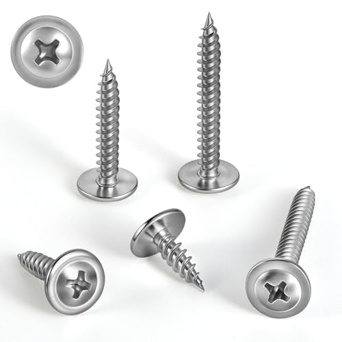 #8 x 1 Inch Wood Screws Phillips Modified Truss Head (120Pcs), 304 Stainless Steel 18-8 Self-Tapping Screws - size: #8 x1 In
