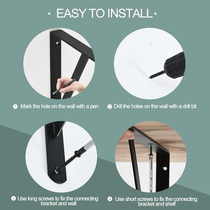 2 Pack L8 x H 6" Black Heavy Duty Shelf Brackets with Screws Metal Shelf Brackets Shelf Support Angle Brackets for Shelves L Brackets Heavy Duty Floating Shelf - size: 8''x6'', style: 2 Pack-Black