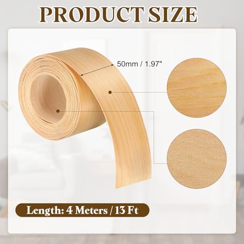 uxcell 2 Inch x 13ft Wood Veneer Edge Banding, Pre-Glued Flexible Pine Edging Strips, Iron on with Hot Melt Adhesive Wood Tape for Cabinet Repair and Furniture Restoration - size: 2 Inch x 13ft