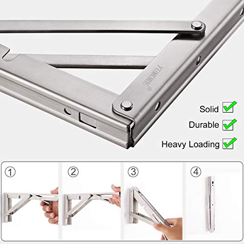 Folding Shelf Brackets, 16 Inch Heavy Duty L Bracket, Silver, 2 Pack - color: Silver, size: 16 Inch
