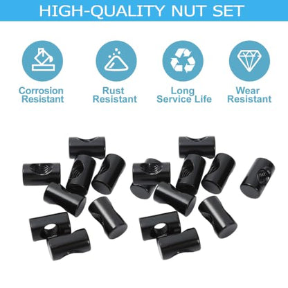 75PCS Black M6 Barrel Nuts Cross Dowel Slotted Nuts Bed Crib Screws Kit
