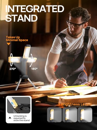 Rechargeable Work Light with Stand, 3 Detachable Panels (Large) - color: Yellow Rechargeable Work Light with Stand 67"