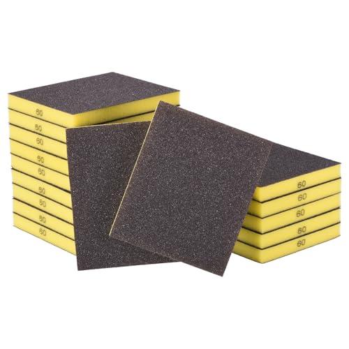 16Pcs 60Grit Double-Sided Sanding Sponges, Washable & Reusable - size: 60Grit