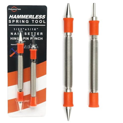 2-Piece Dual Head Nail Setter and Door Hinge Pin Remover Tool Set - size: Nail Setter and Hinge Pin Punch